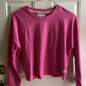 Rae Dunn Cropped Lightweight Sweatshirt With Crochet Detailing